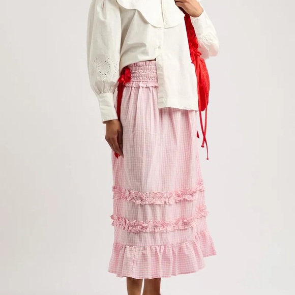 Damson Madder Dresses & Skirts - Damson Madder Pink Gingham Midi Skirt